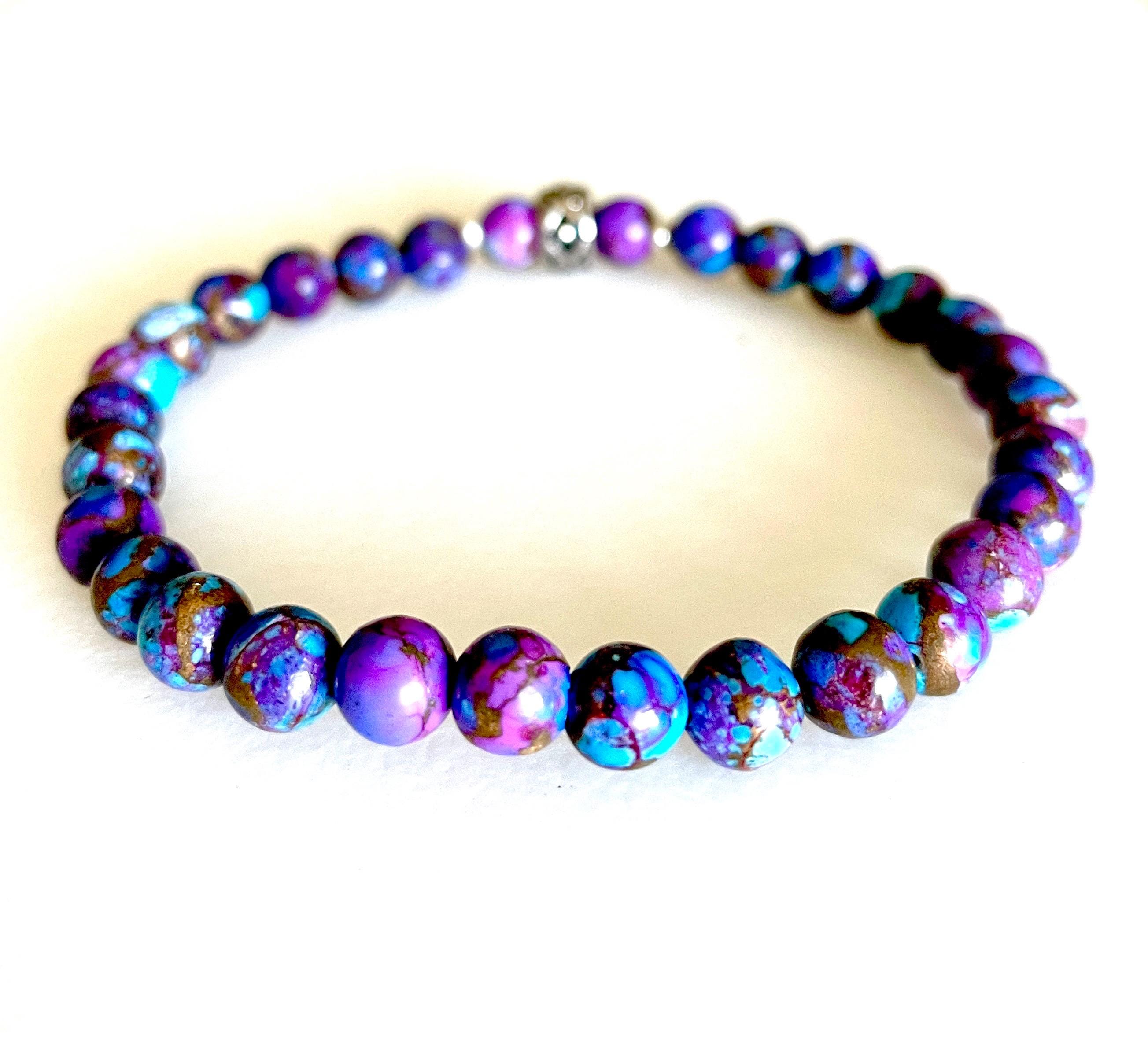 キングマン ターコイズ ブレスレット、斑点のあるモハーベ パープル