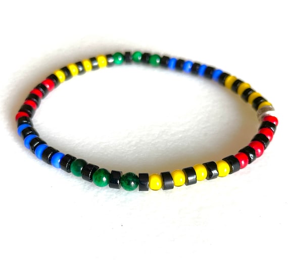 Colorblock Beaded Stretch Bracelet - Black and White