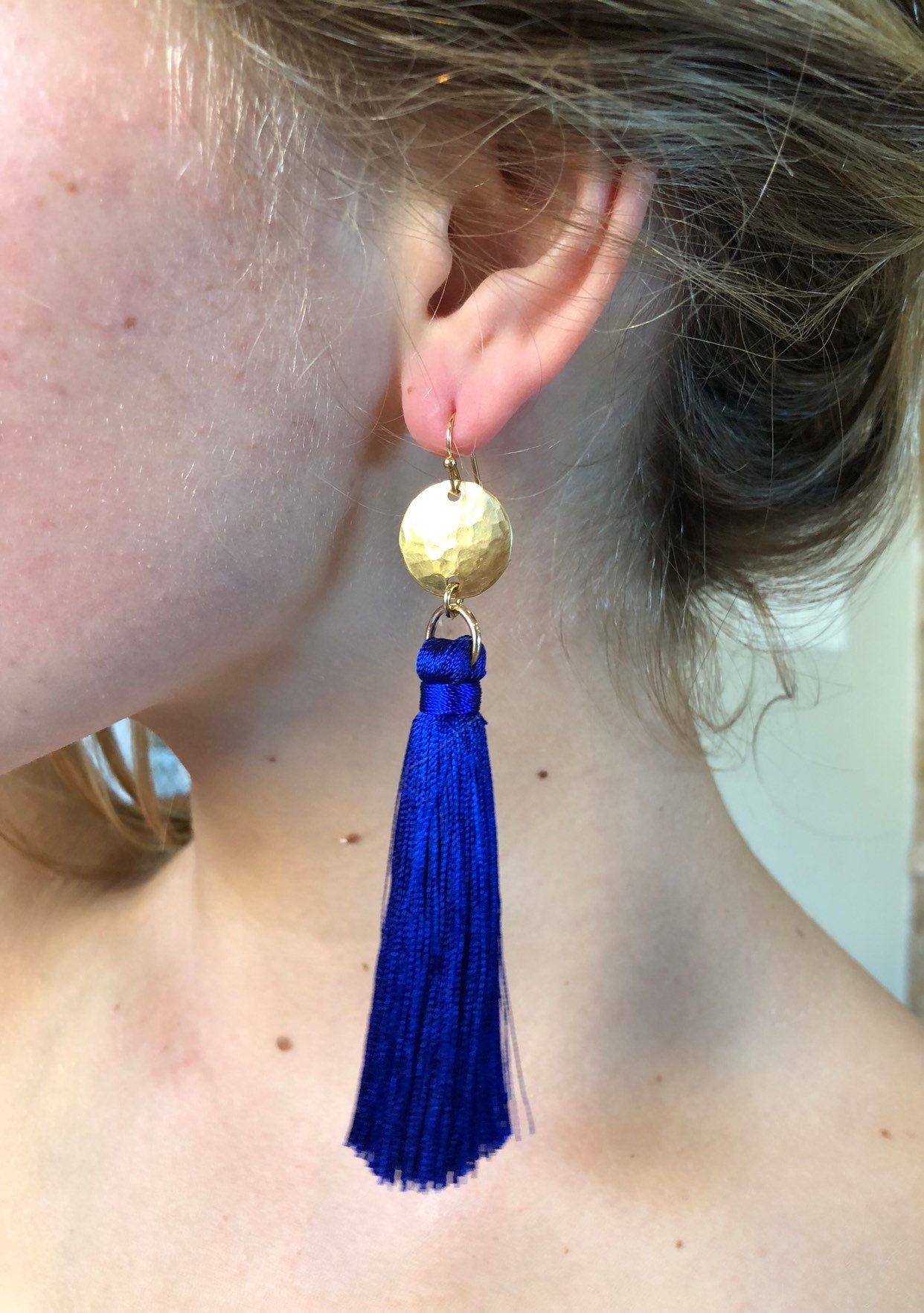 Long Silk Tassel Earrings Sapphire Blue Red Silver Tassels Premium Quality Silk Statement Earrings Hammered Brass Gold Fill Ear Wires Etsy Ireland