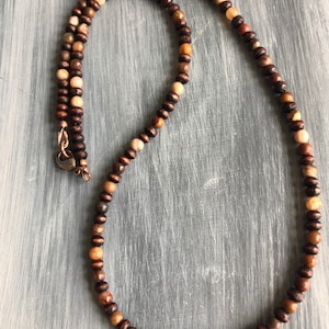 Men’s Wood Bead Necklace, Surfer Necklace, Beaded Wood Choker, Unisex, Boho, Beach