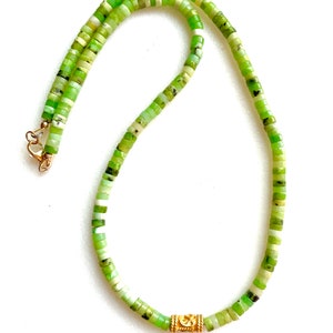 Apple Green Chrysoprase Choker, Natural Green Chrysoprase, Beaded Gemstone Necklace, 24K Gold Vermeil Accent, 14K Gold Fill.