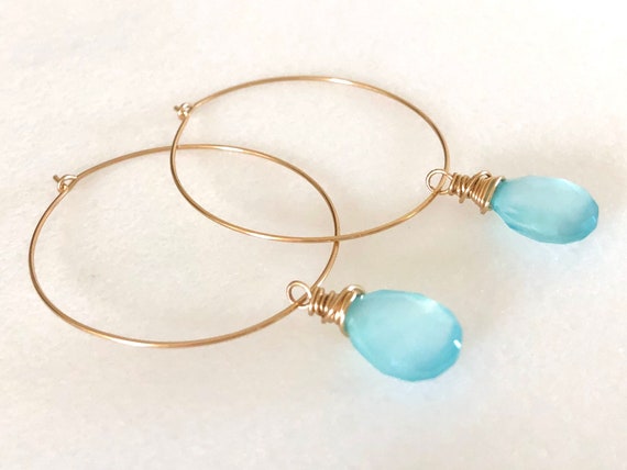 Roma Hoops in Aqua Chalcedony Roma Hoops in Aqua Chalcedony