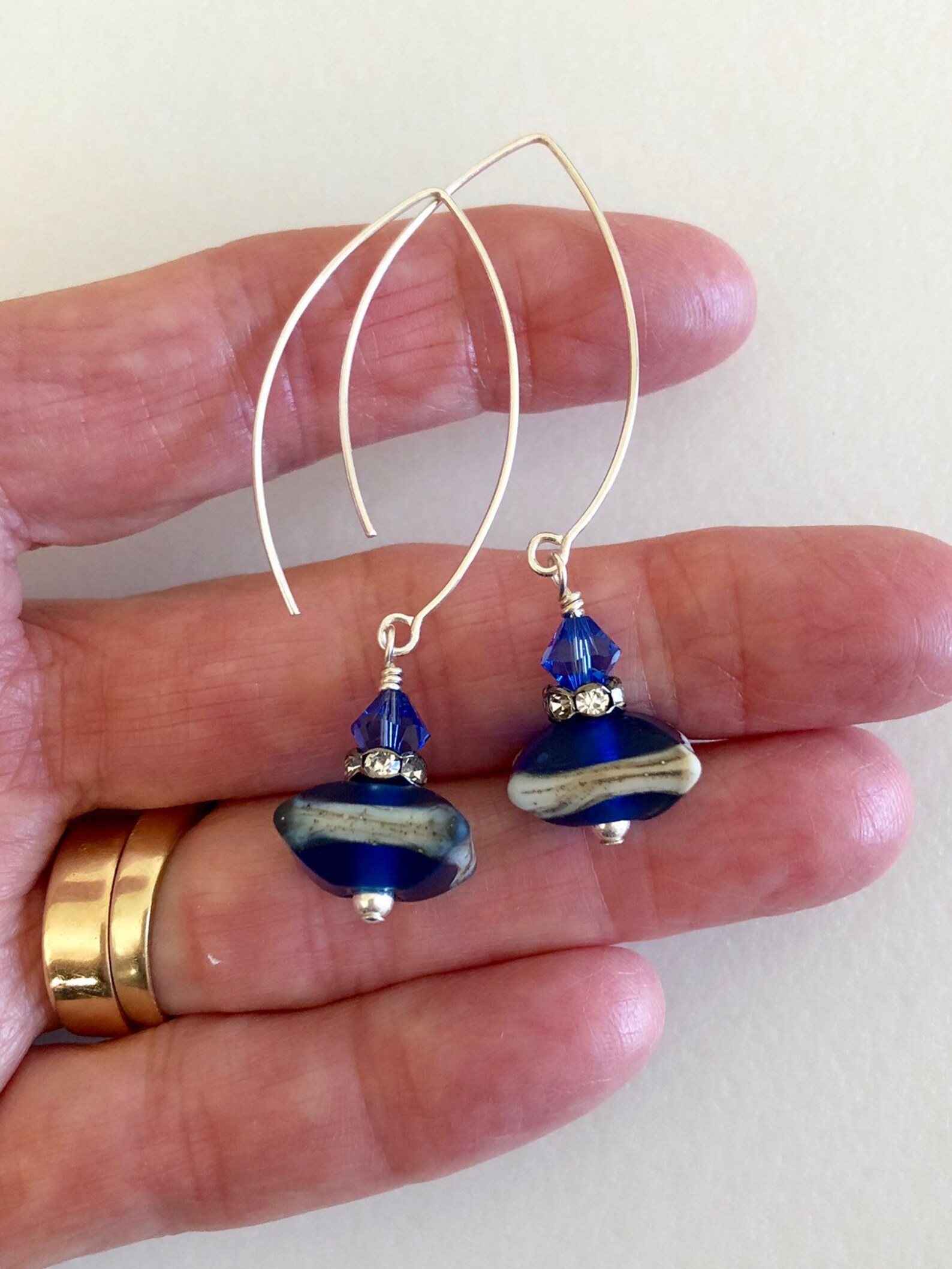 Cobalt Blue Lampwork Earrings Deep Blue Artisan Lampwork Etsy