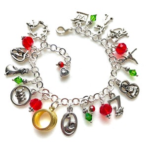 Christmas Song Bracelet, Days Of Christmas Bracelet, Twelve Days Of Charms, Christmas Charm Bracelet, Crystal Elements, Silver