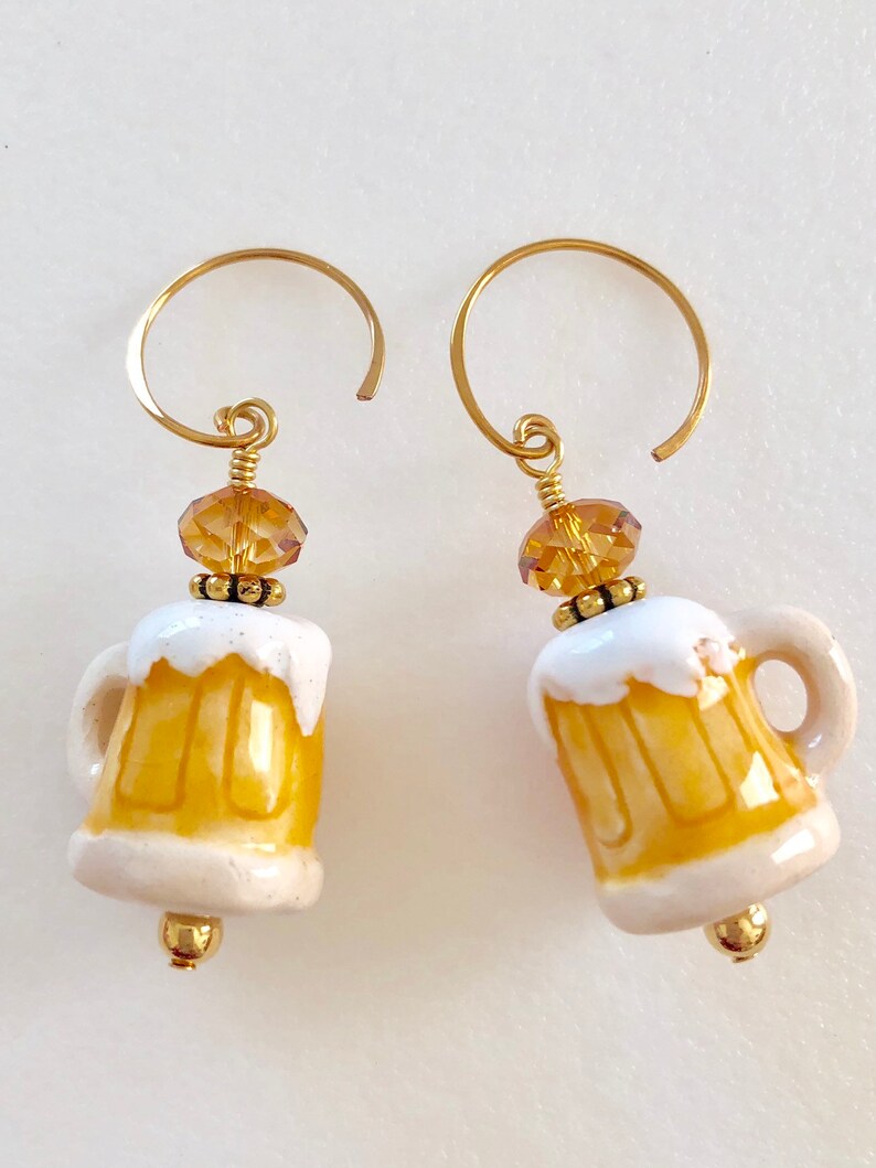 Beer Mug Earrings Beer Stein Ceramic Beer Charm Beer Etsy