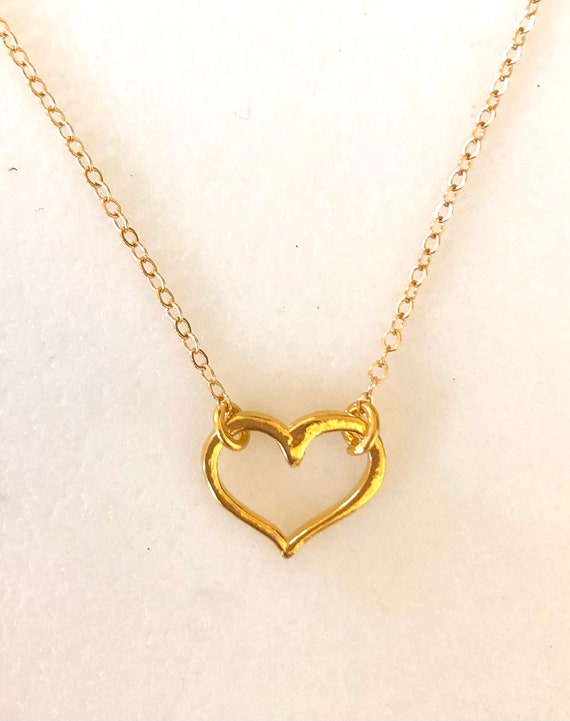 Open Heart Necklace, Petite Heart Pendant, Gold Vermeil, Sterling Silver,  Sweetheart Gift, Valentines Day - Etsy