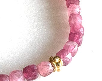 ピンクトルマリン宝石ブレスレット、AAA 4 mmファセットピンク