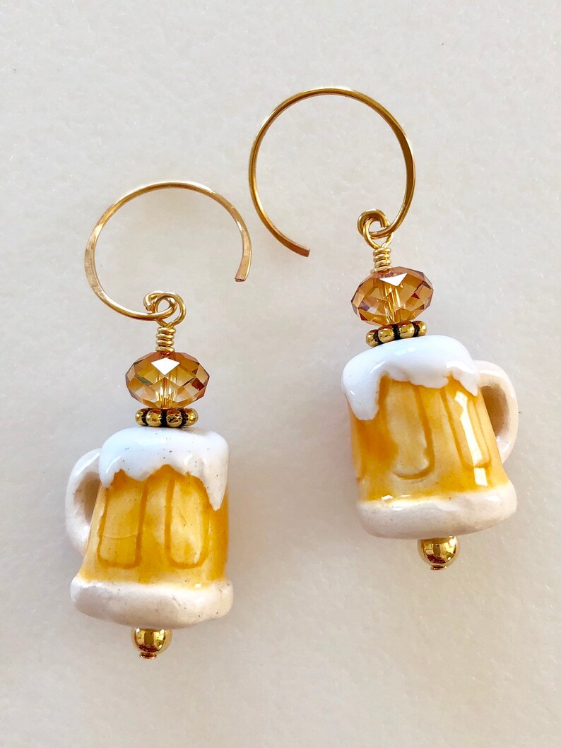 Ceramic Beer Charm Beer Mug Earrings Oktoberfest Beer Lover Novelty Earrings Beer Stein Beer Jewelry