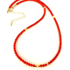 Italian Red Coral Necklace, Genuine Mediterranean Coral, Dark Red Coral, Deep Sea Coral, Gold Vermeil, Sterling Silver.