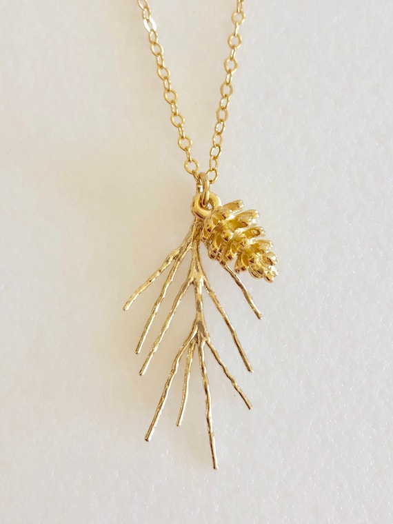 Pinecone Necklace Gold Pinecone Charm 