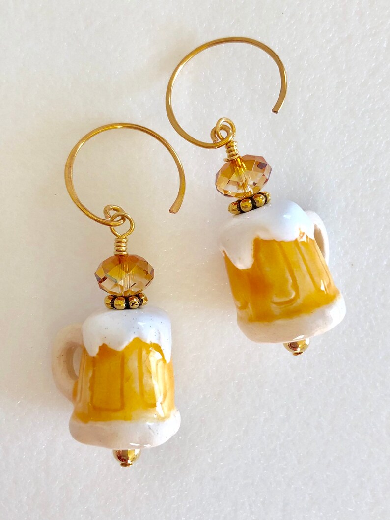 Ceramic Beer Charm Beer Mug Earrings Oktoberfest Beer Lover Novelty Earrings Beer Stein Beer Jewelry