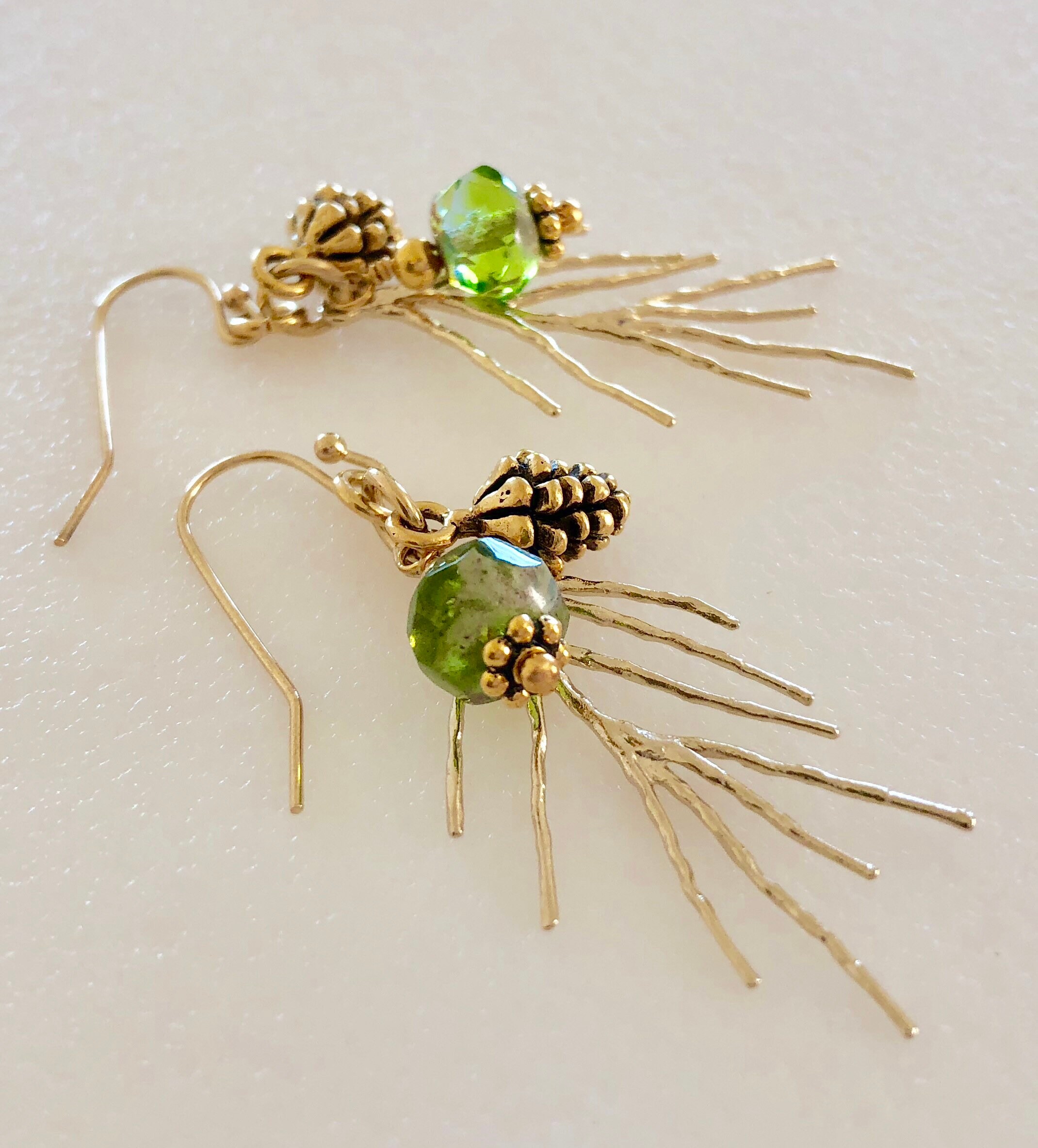 Pinecone Earrings Rustic Pine Needle Earrings Gold Pewter Etsy Sweden