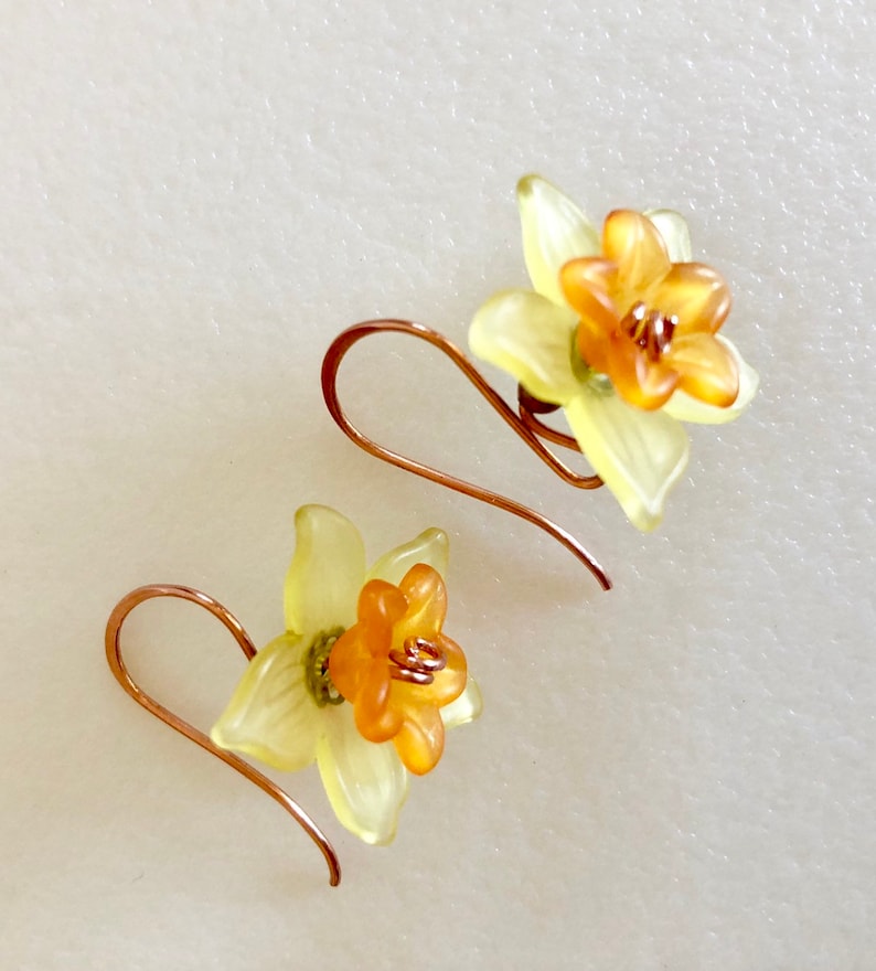Daffodil earrings flower earrings yellow orange daffodils  etsy Daffodil earrings flower earrings yellow orange daffodils  etsy