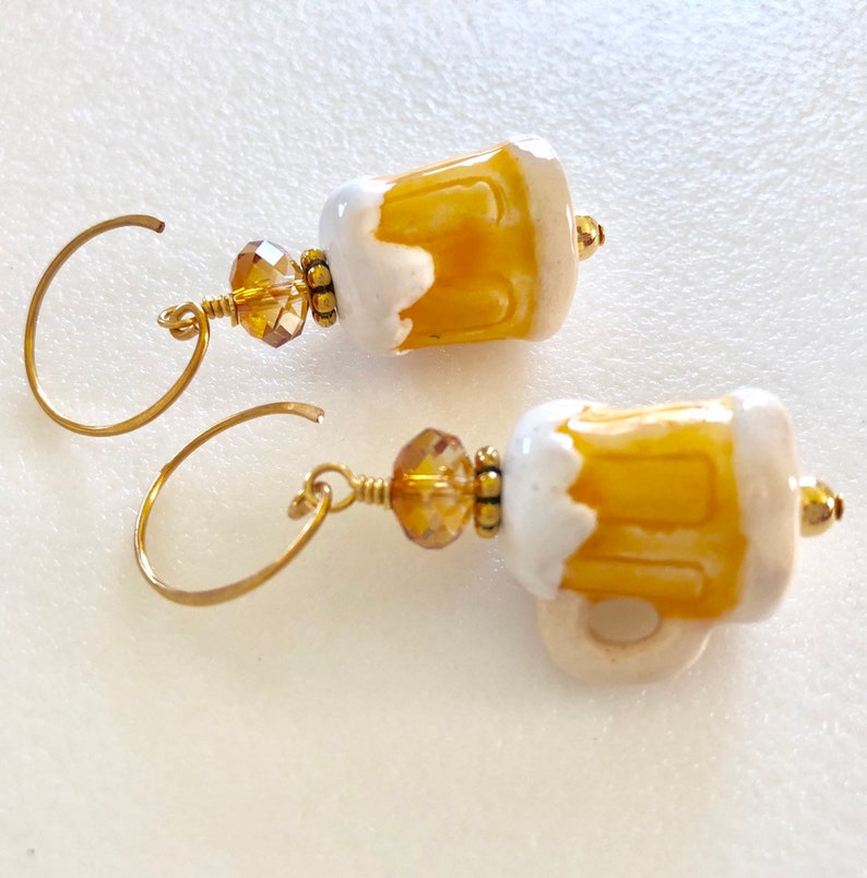 Ceramic Beer Charm Beer Mug Earrings Oktoberfest Beer Lover Novelty Earrings Beer Stein Beer Jewelry