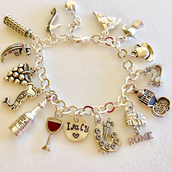 Italy Charm Bracelet, Italy Trip, Italian Vacation, Venice, Tower Of Pisa, Tuscany, Rome, Italian Landmarks, Italy Foods, Love Rome