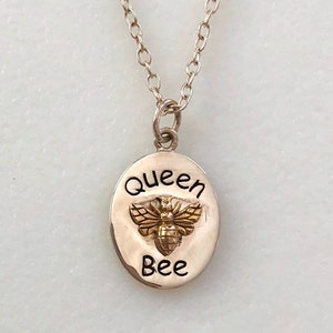 Queen Bee Necklace, Sterling Silver Bee Charm, Bronze Bee, Bumble Bee Pendant, Mother’s Day Gift, Mom Necklace, .925 Sterling Silver