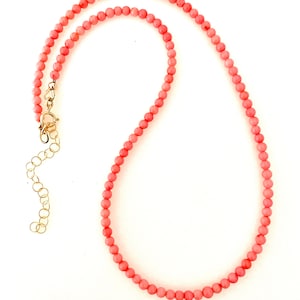 Salmon Pink Coral Choker, Genuine 3mm Pink Coral Necklace, Beach Necklace, Bridal Jewelry, Gold Fill, Sterling Silver.