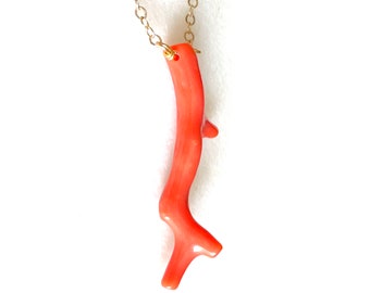Collana con ramo di corallo rosso, autentico corallo rosso italiano, corallo rosso naturale, corallo mediterraneo di profondità, gioielli in corallo, oro riempito 14K.