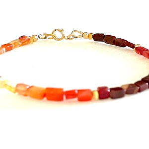 Mexican Fire Opal Bracelet, Ombré Gemstone Bracelet, Dainty Beaded Gemstones, Gold Vermeil, Gold Fill, Unisex