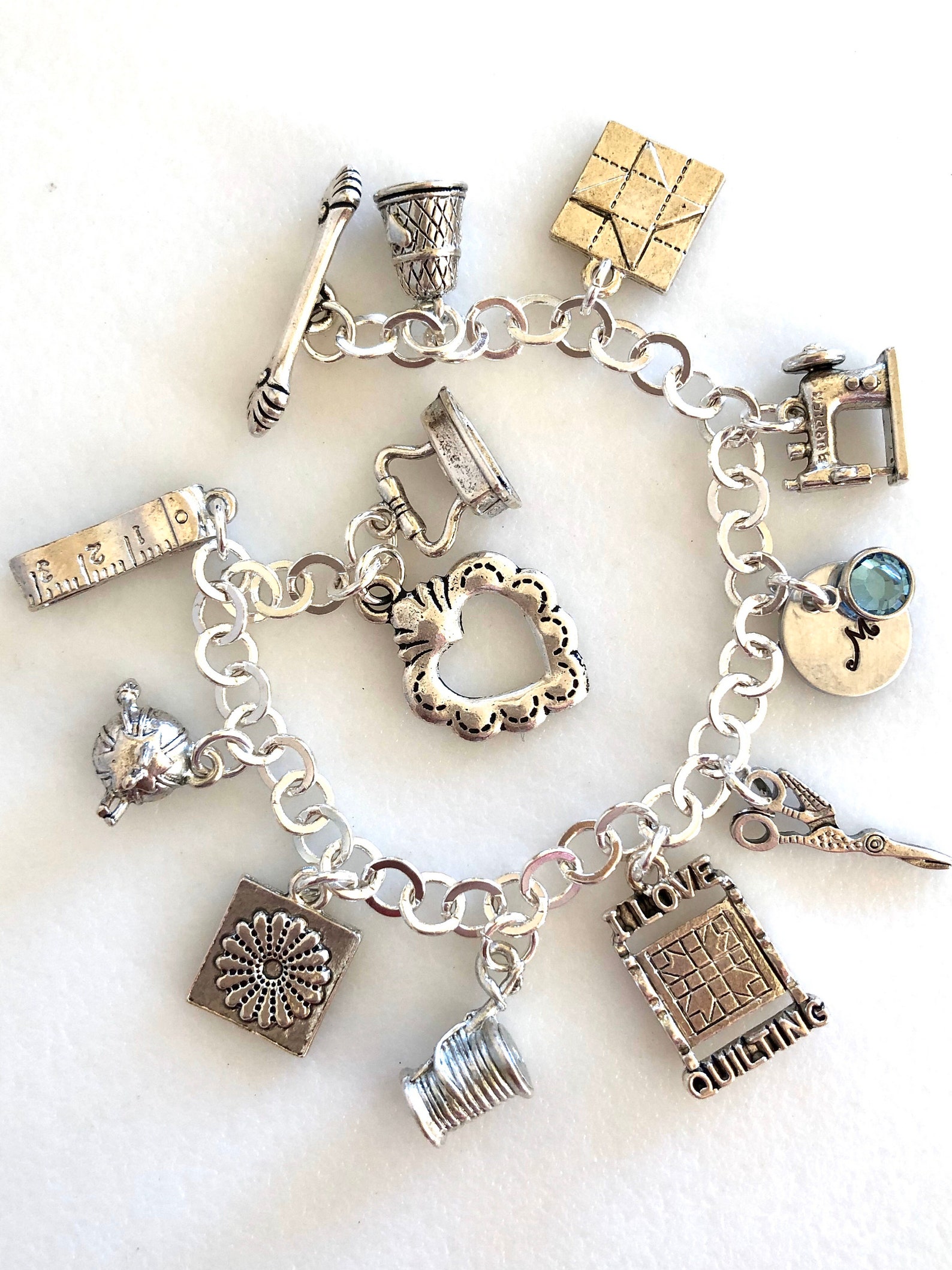Quilting Charm Bracelet Quilters Gift I Love Quilting Etsy