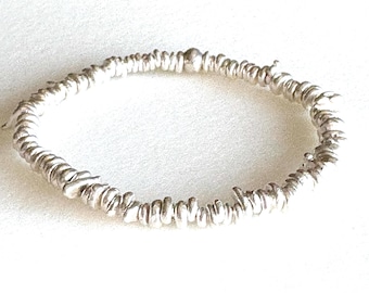 Karen Hill Tribe Fine Silver Bracelet, Solid Thai Fine Silver, 3-5mm Beaded Bracelet, Stretch or Clasp.