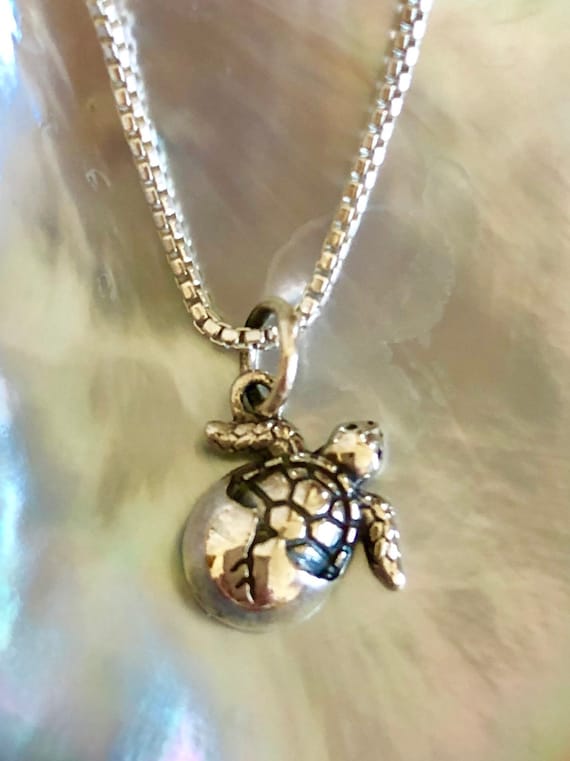 Turtle Necklace Baby Sea Turtle Hatching Baby Turtle Tiny Turtle Save the Turtles .925 Sterling Silver Etsy Australia