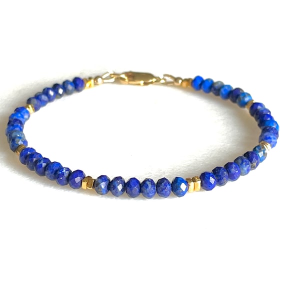 【HYERES LOR】24SS★ Beads SL (Y) MIX Bracelet Lapis Lazuli Lapis Lazuli Bracelet, Natural AAA Blue Lapis, 24K Gold