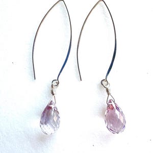 Amethyst Rose De France Earrings, Lilac Pink Earrings, February Birthstone, Faceted Teardrops, Bridal, Easter, Mother&#39;s Day