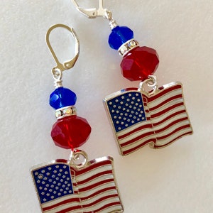 Flag Earrings,American Flag Earrings,Fourth Of July Earrings,Patriotic Jewelry,Red White Blue Earrings,USA Flag Earrings,Stars And Stripes