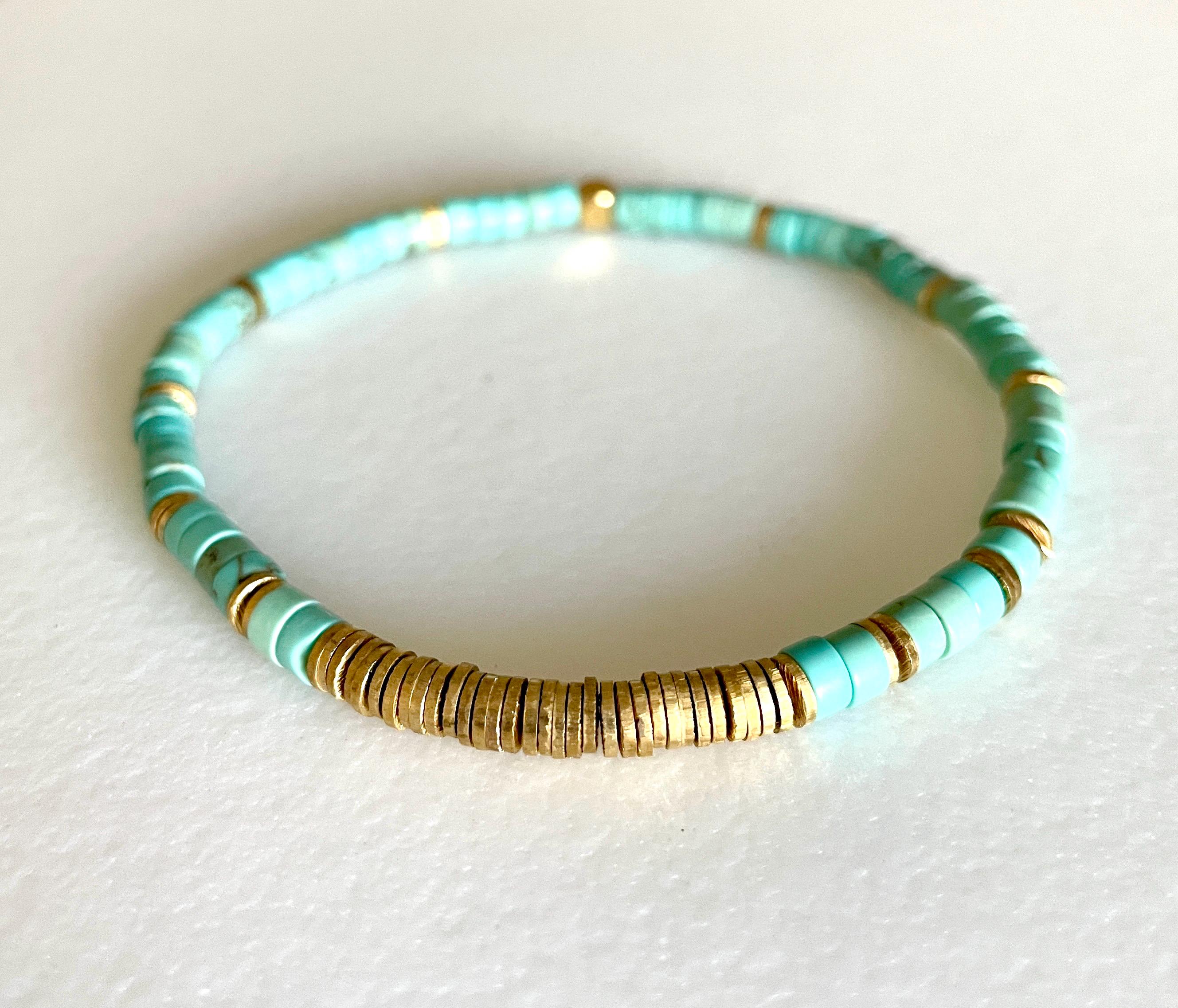MiniJewelry Bracciale Uomo In Pietra Lavica Turchese – Elastico, Perline, Regalo