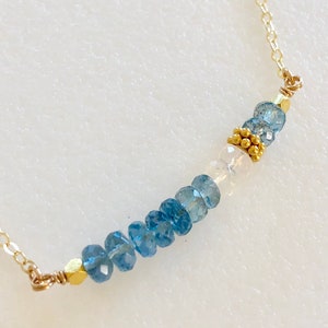 Aquamarine Opal Necklace, Aquamarine Bar, Deep Blue Aquamarine, AAA Mozambique Aquamarine, Ethiopian Welo Opal, March Birthstone, Bridal