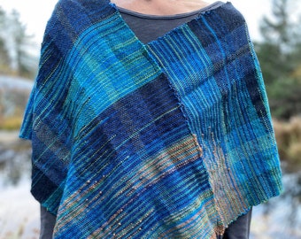 Ocean Dive- Hand Woven Poncho