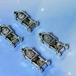 4 Pcs Grandfather Clock ~ Tibetan Silver Alloy Pewter Cadenza Clock Charms Pendants 21mm x 9mm for Jewelry Making Earrings Necklaces BATB