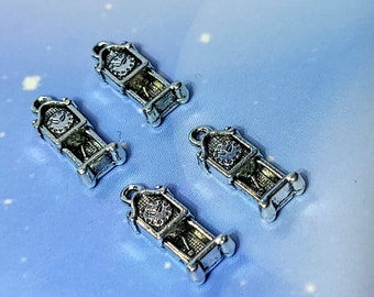 4 Pcs Grandfather Clock ~ Tibetan Silver Alloy Pewter Cadenza Clock Charms Pendants 21mm x 9mm for Jewelry Making Earrings Necklaces BATB
