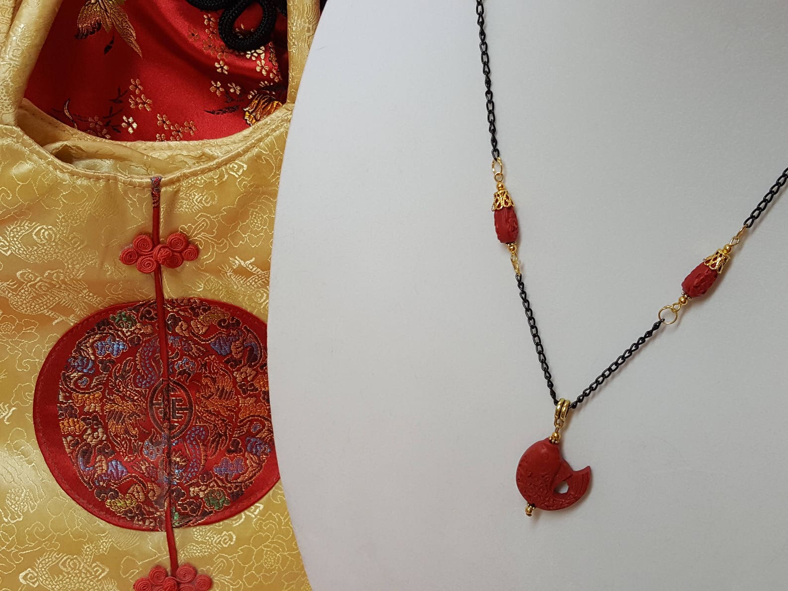 Koi Fish Necklace Red Cinnabar Necklace Chinese New Year Etsy