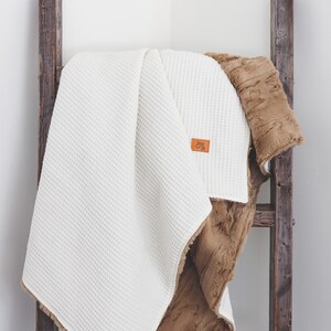 Preorder for the Ivory Waffle and Luxe Minky Blanket image 2