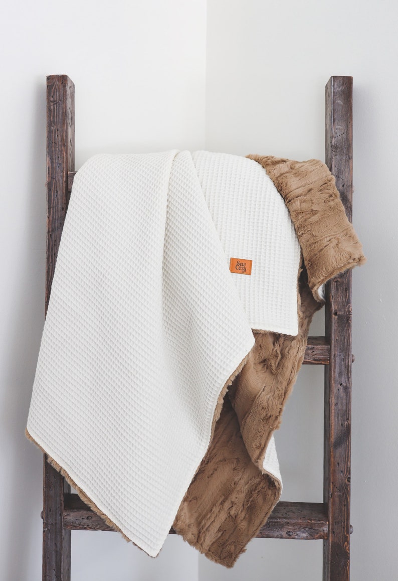 Preorder for the Ivory Waffle and Luxe Minky Blanket image 2