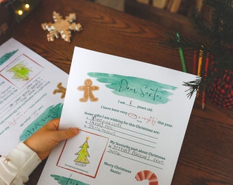Santa Letter - For Printing, Dear Santa, Water Colour, Christmas