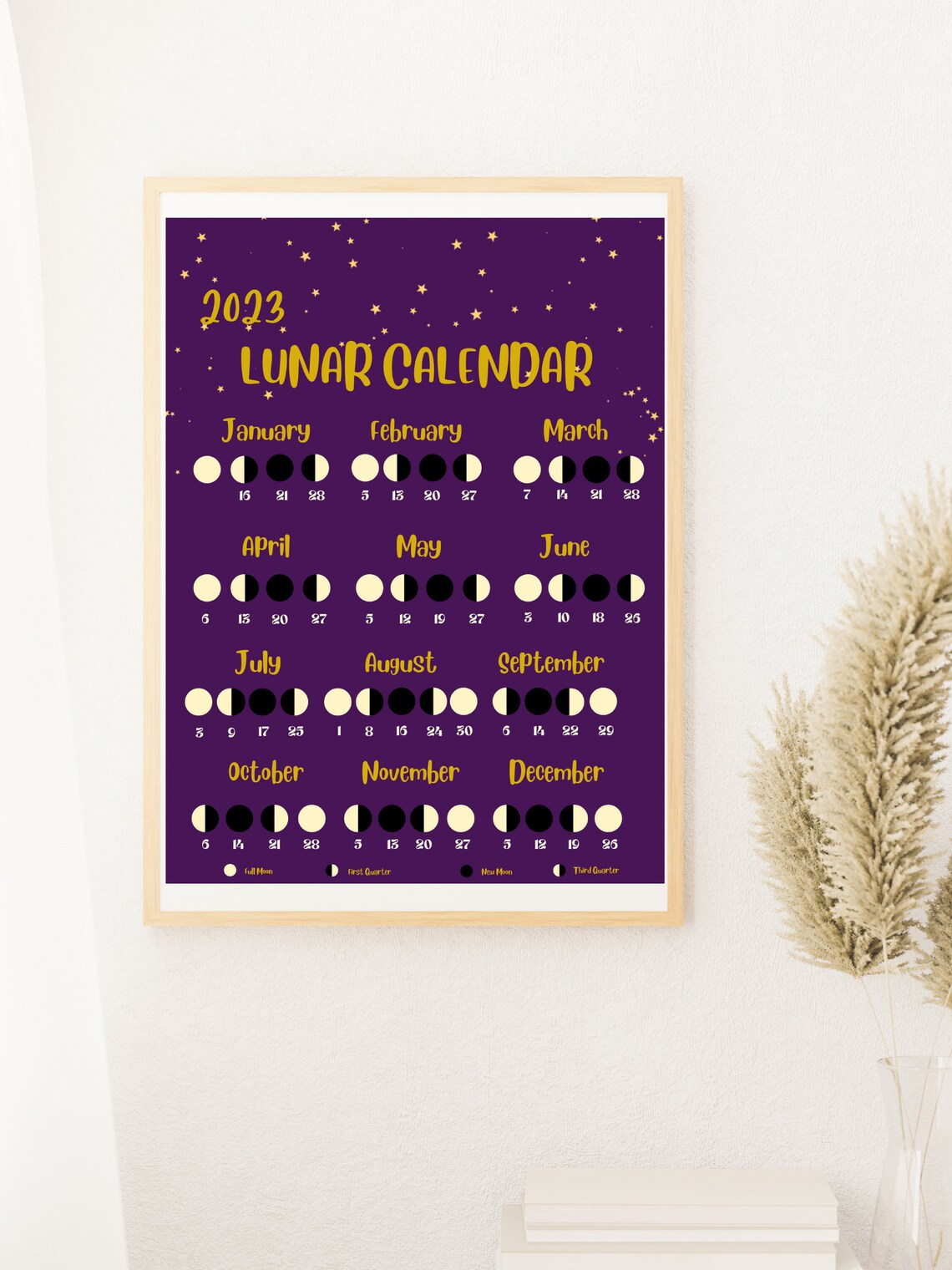 2023 Lunar Calendar Printable Set of Two Celestial Calendars Etsy