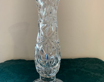 Pinwheel Crystal Vase Cut Crystal Glass Sparkling Home Decor Vintage Bud Vase