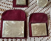 Very Rare Vintage Flame Crest Diamond (not real) Embellished Mother of Pearl 4 Pc Cigarette Case, Powder Compact, Lighter and Lipstick Set