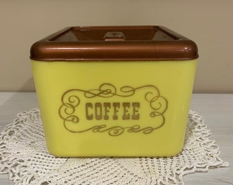 Vintage canister Mustard yellow brown lid Coffee Storage  Container