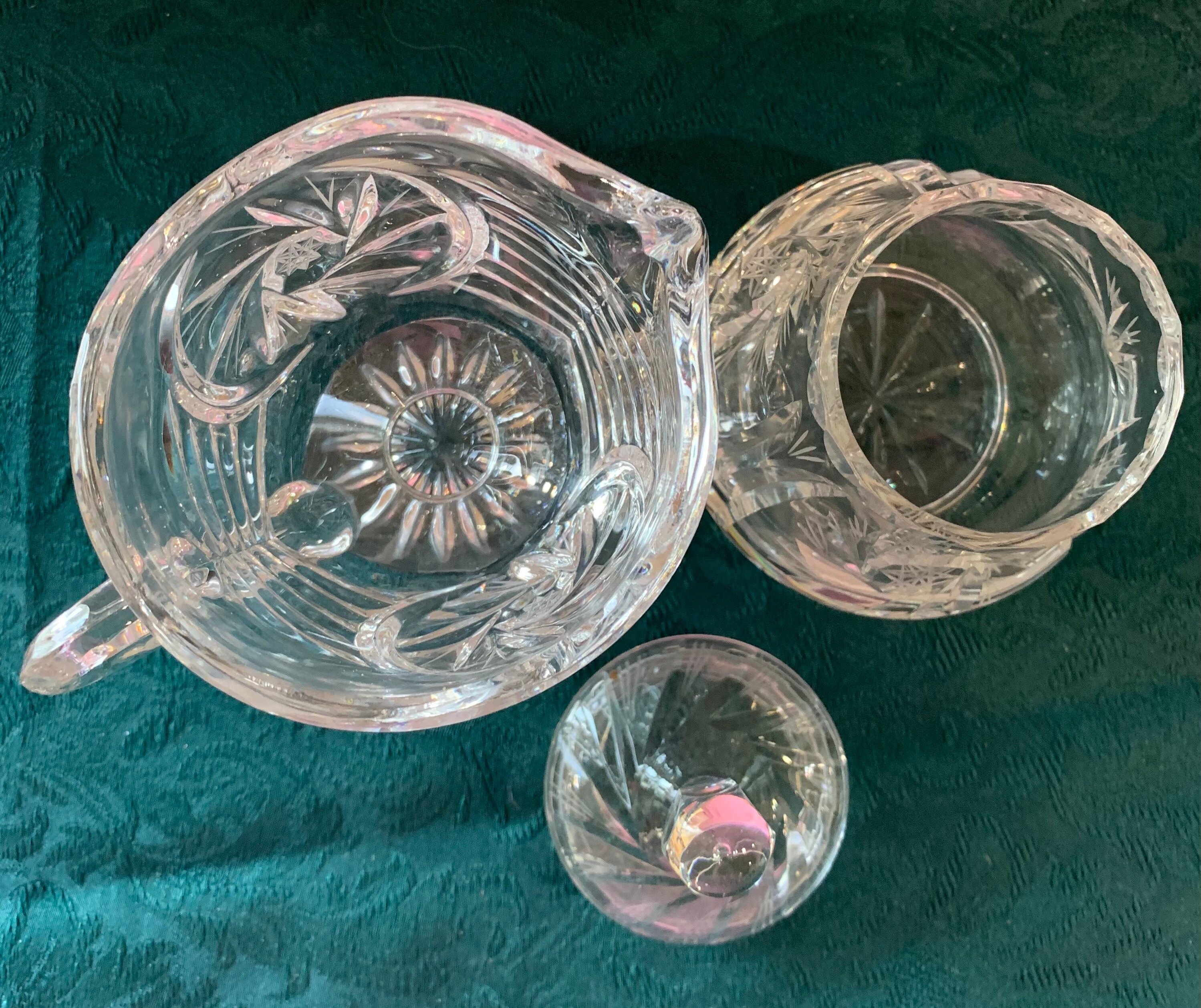 Austrian Crystal Pinwheel Creamer and Sugar Bowl With Lid Etsy Canada