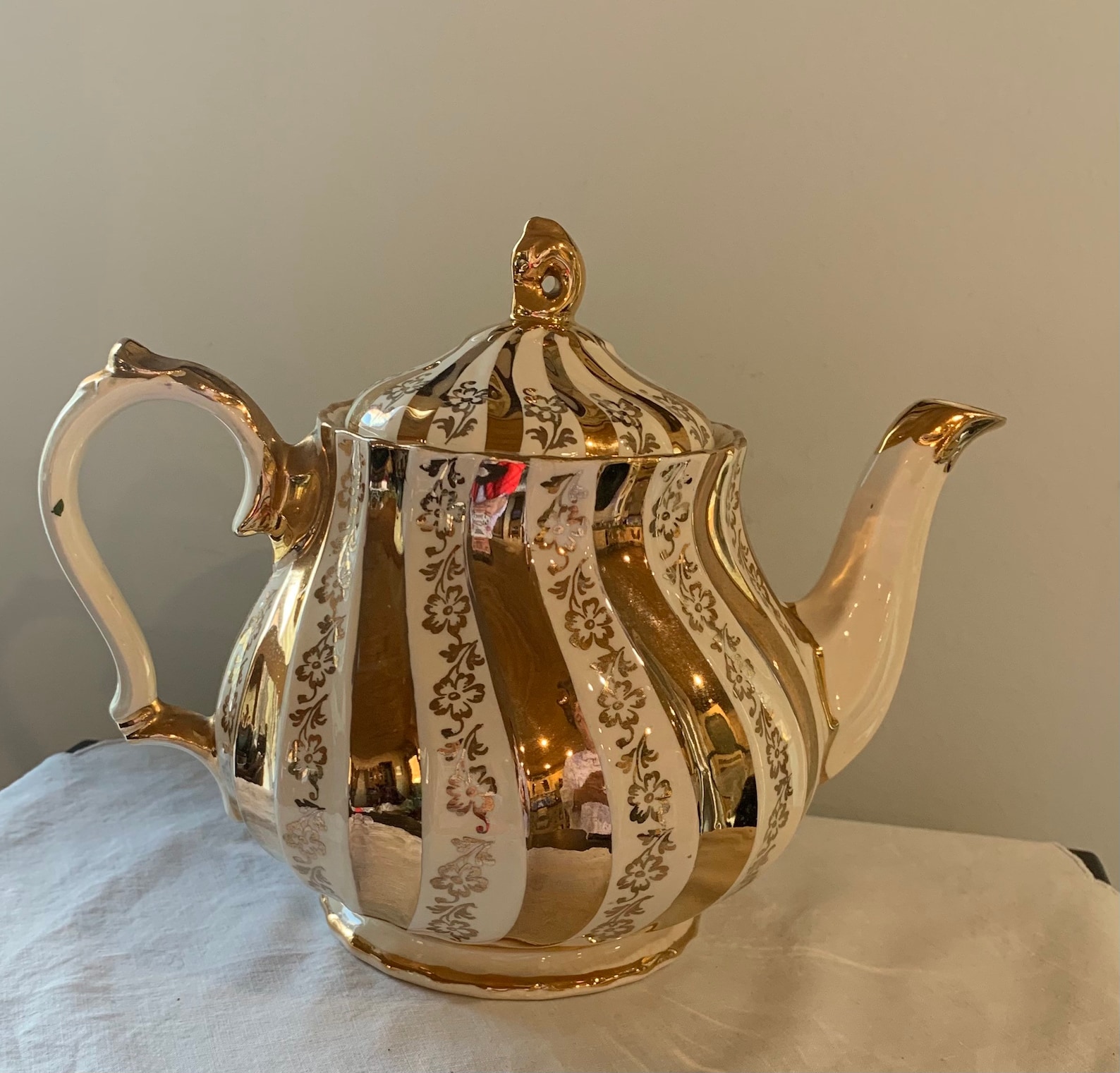 Rare Sadler Gold/ivory Swirl Teapot Etsy
