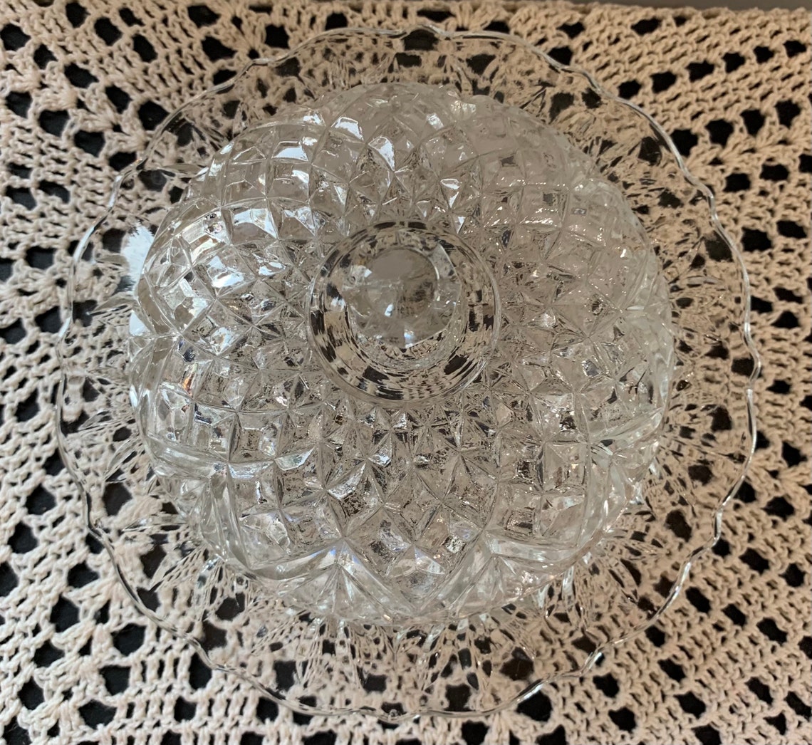 Beautiful Round Crystal Butter Dish and Domed Lid Etsy