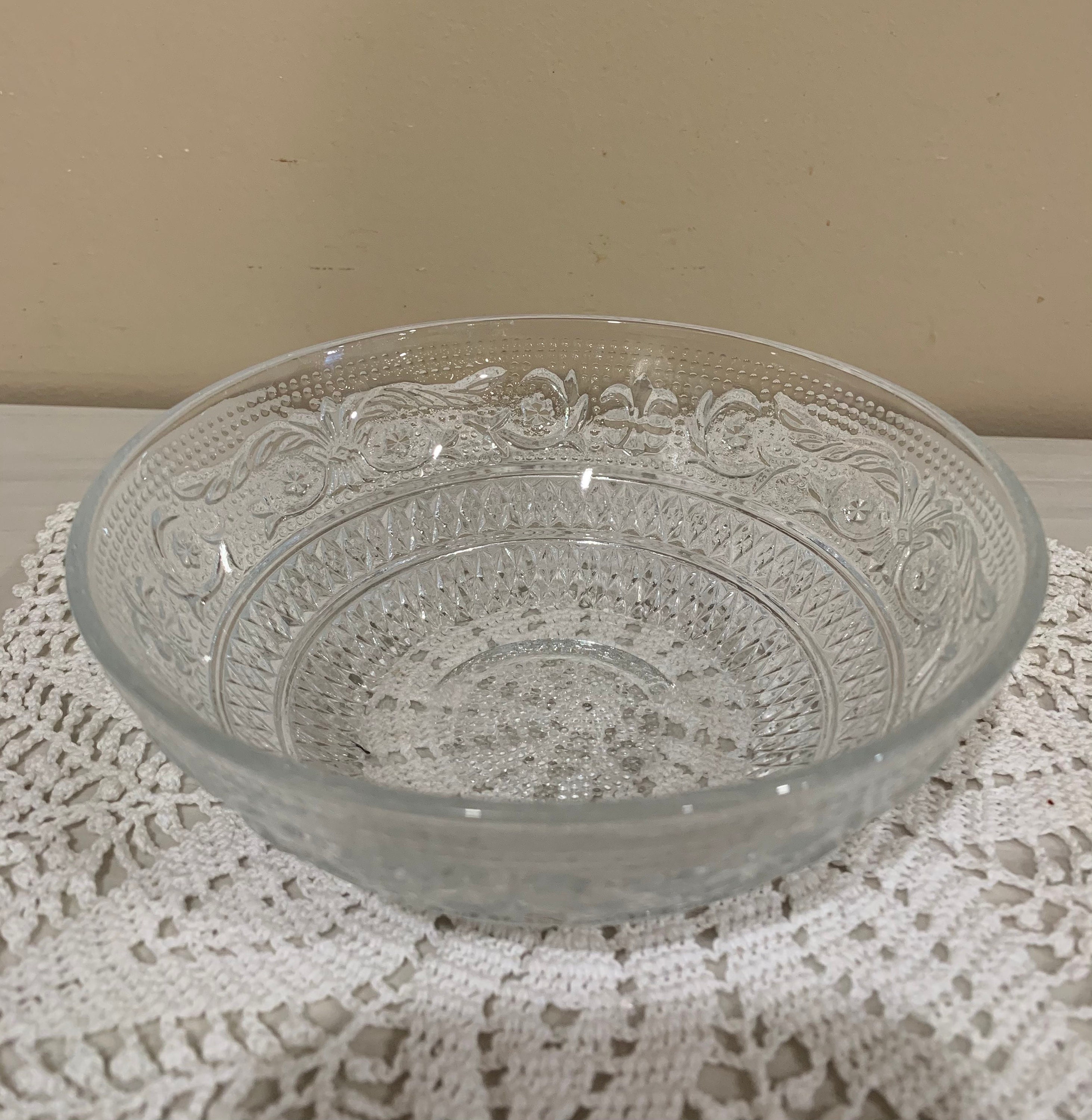 Malaysia Trellis Pattern Clear Pressed Glass Soup Bowls Set of Three Etsy