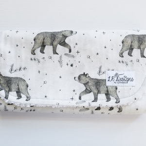 Burp Cloth | Bear Burp Rag | Black Bears | Baby Gifts | Gender Neutral Baby Gift |