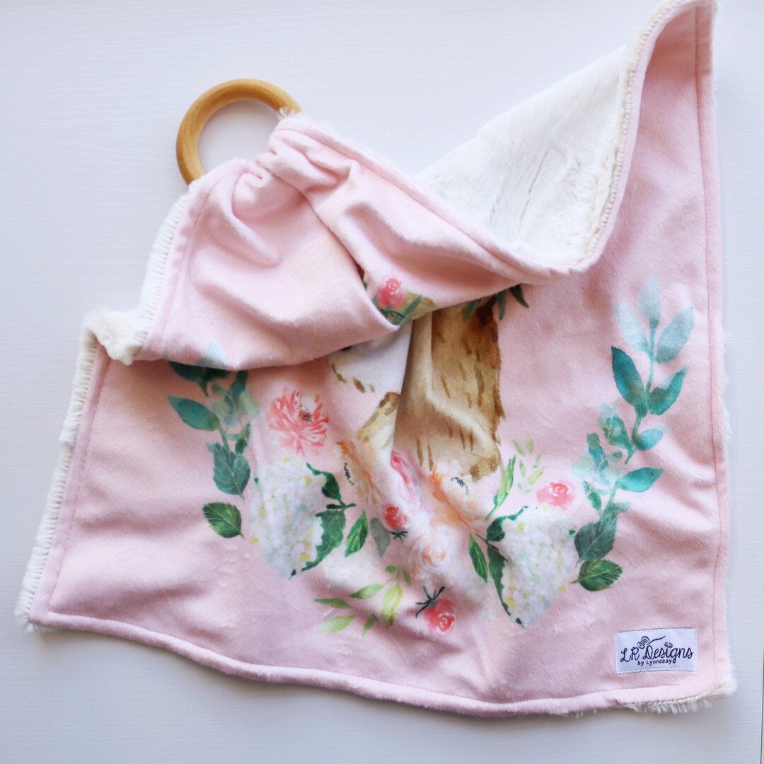 Security Blanket Bear With Florals Stroller Blanket Baby Etsy