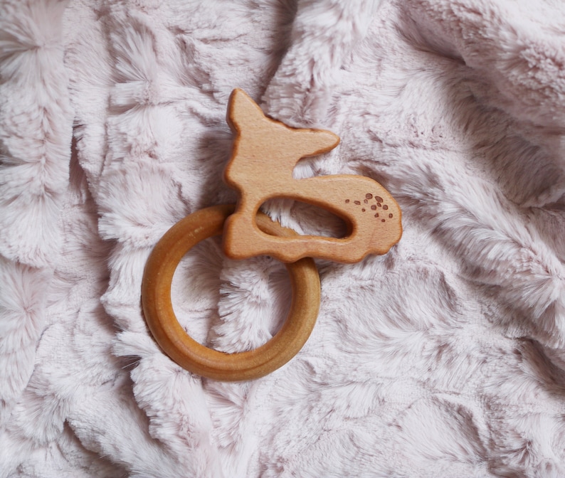 Security Blanket Baby Girl Blanket Wooden Teether Deer Etsy