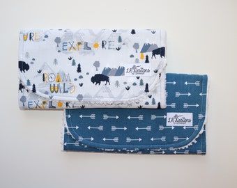 Burp Cloths | Arrow Burp Rag |  | Boho Bison Burp Rag | Baby Shower Gift | Set of Two Burp Cloths | Explore Baby Boy Set | Baby Boy Gifts |